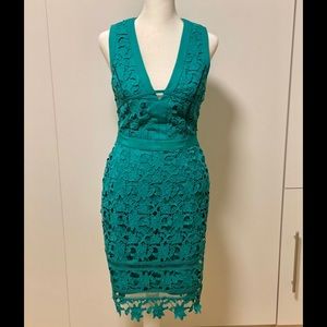 Adelyn Rae teal green lace overlay dress XS